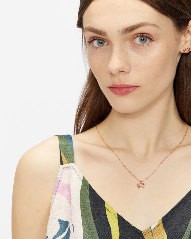 Ted Baker Petrae Petite Bow Pendant Smycken Dam Rosegold | UPO-127483