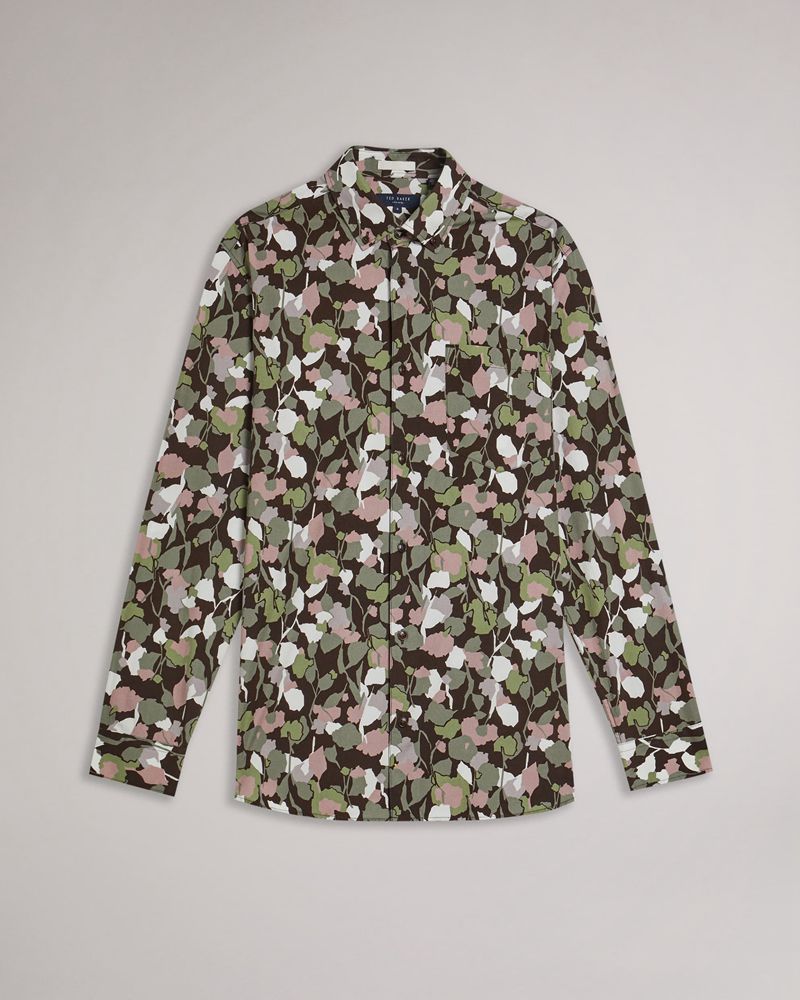 Ted Baker Poplar Long Sleeve Abstract Floral Print Skjorta Herr Bruna | IDB-481906