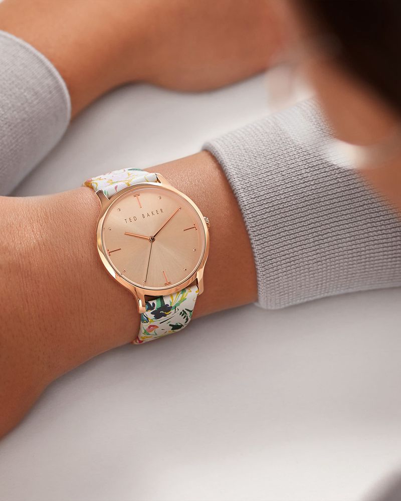 Ted Baker Poppier Sketchy Magnolia Rem Klocka Dam Olika Färger | WJT-630274