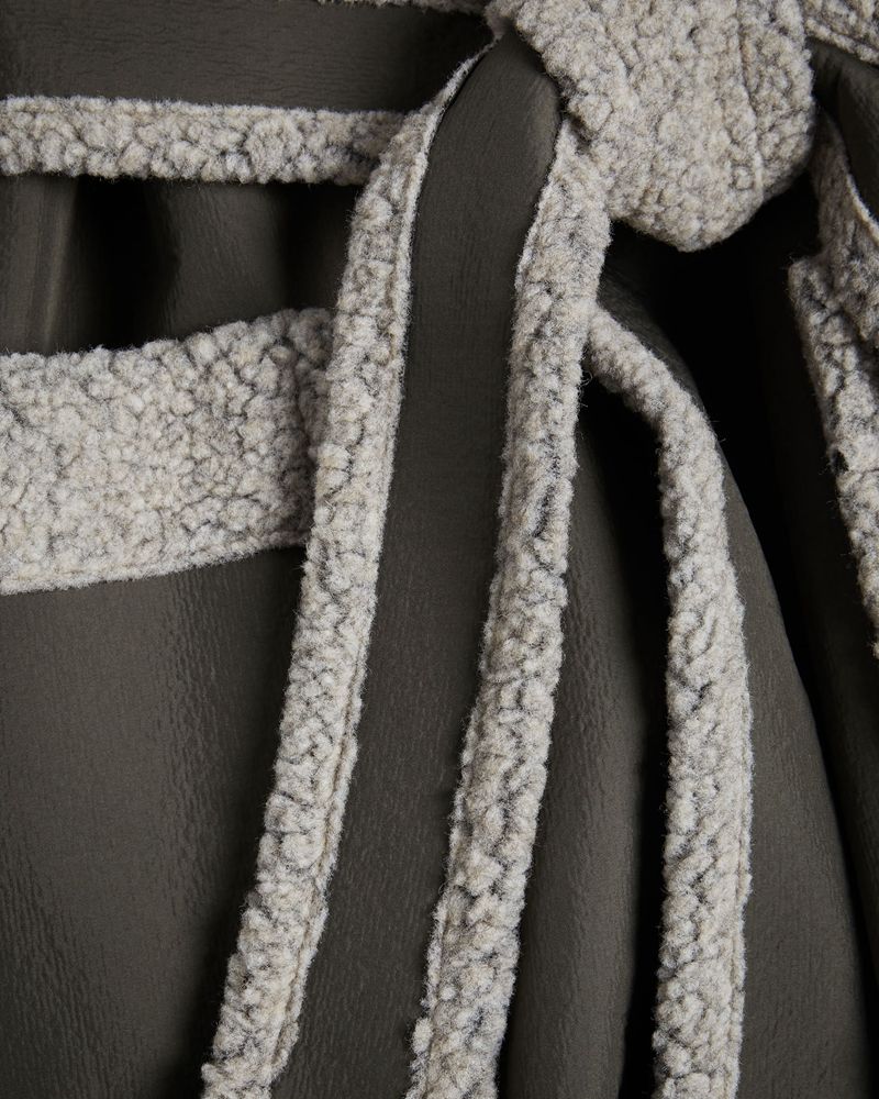 Ted Baker Pparis Faux Shearling Wool-Blend Wrap Rockar Dam Gröna | MDE-015469