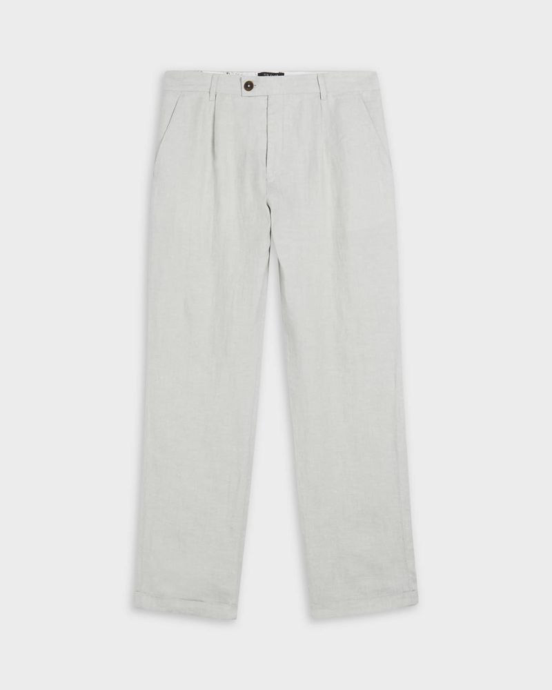 Ted Baker Radiot Pleated Herringbone Turn Up Kostymer Herr Natural | FEX-410972