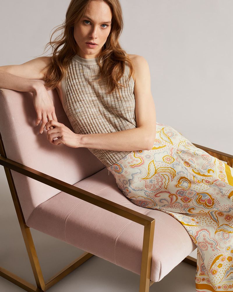 Ted Baker Rafaele Column With Curved Asymmetric Panel Kjolar Dam Gula | ILK-043987