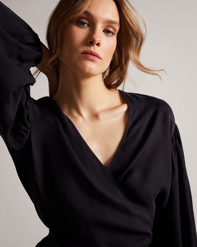 Ted Baker Ralda Wrap With Blouson Full Sleeve Blast Dam Marinblå | FCZ-286750