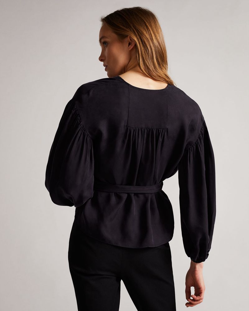 Ted Baker Ralda Wrap With Blouson Full Sleeve Blast Dam Marinblå | FCZ-286750