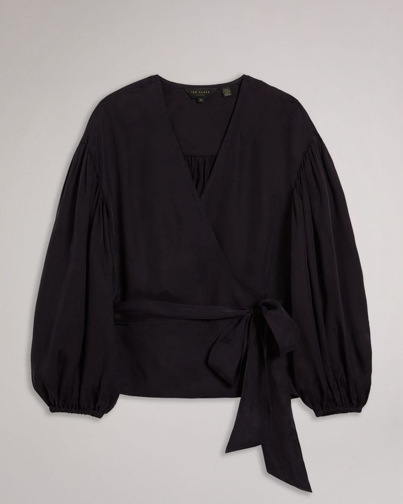 Ted Baker Ralda Wrap With Blouson Full Sleeve Blast Dam Marinblå | FCZ-286750