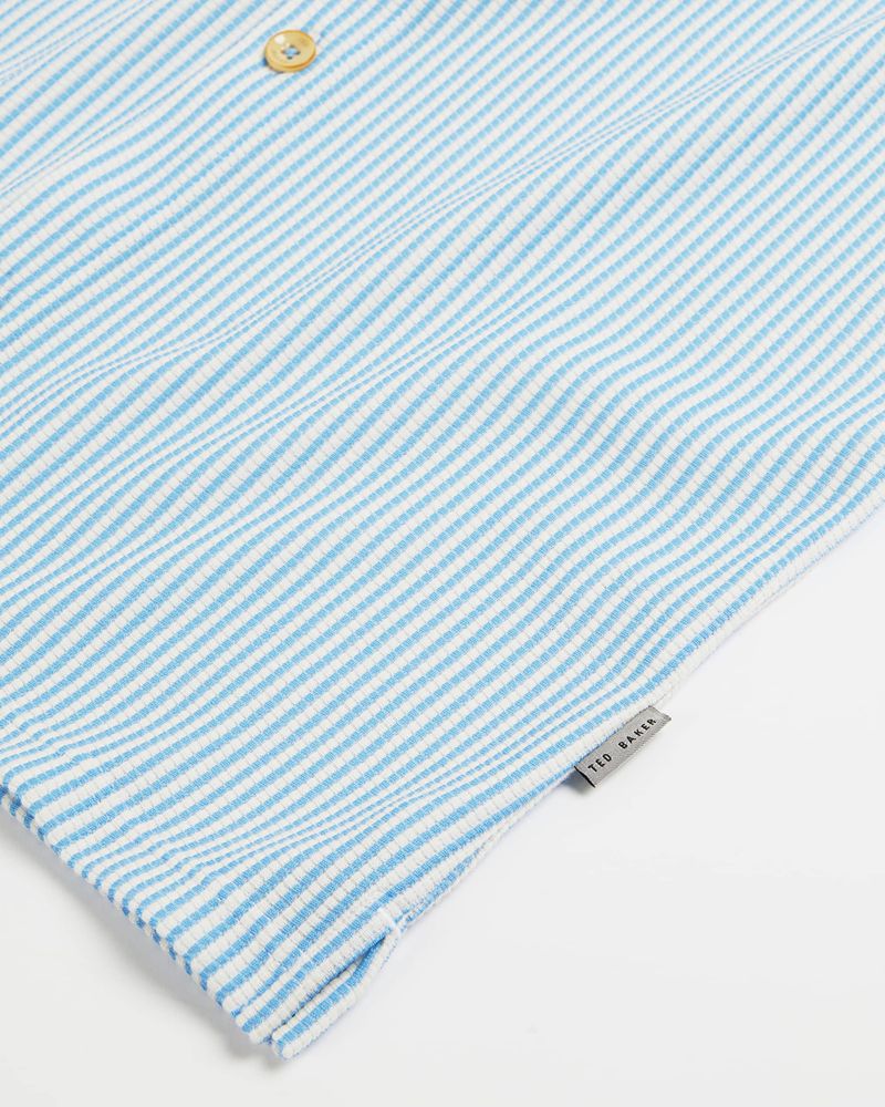 Ted Baker Ramenn Vertical Stripe Jersey Skjorta Herr Blå | KEM-506974