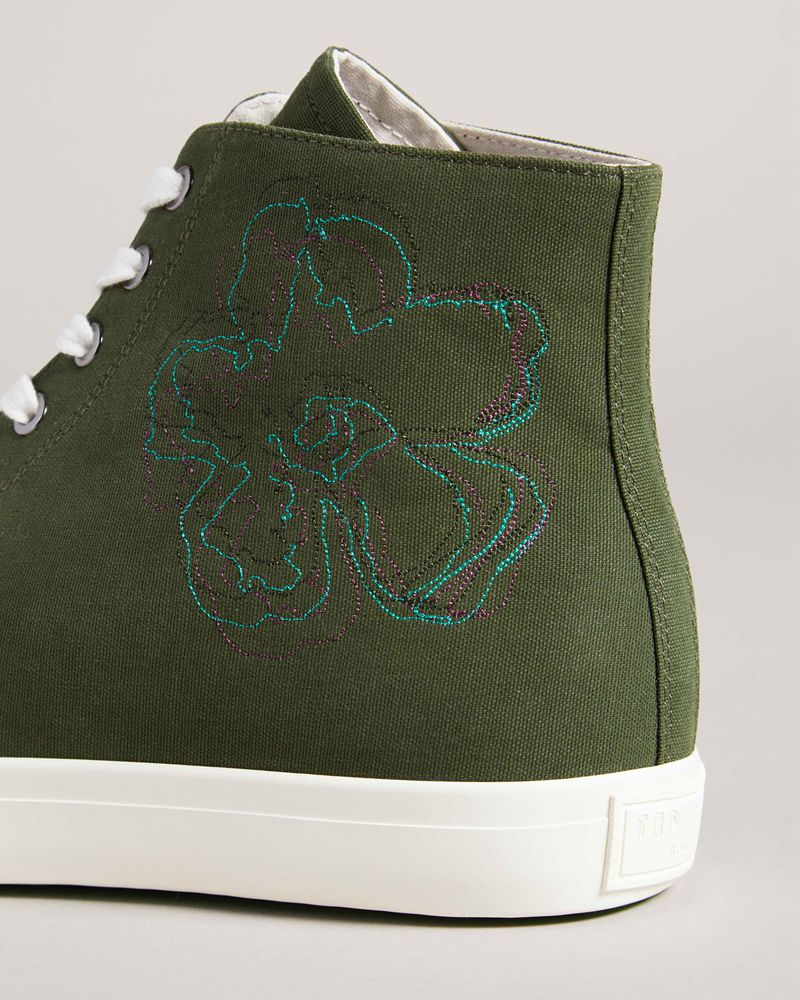 Ted Baker Rannip Magnolia Embroidered Sneakers Herr Khaki | COA-542107