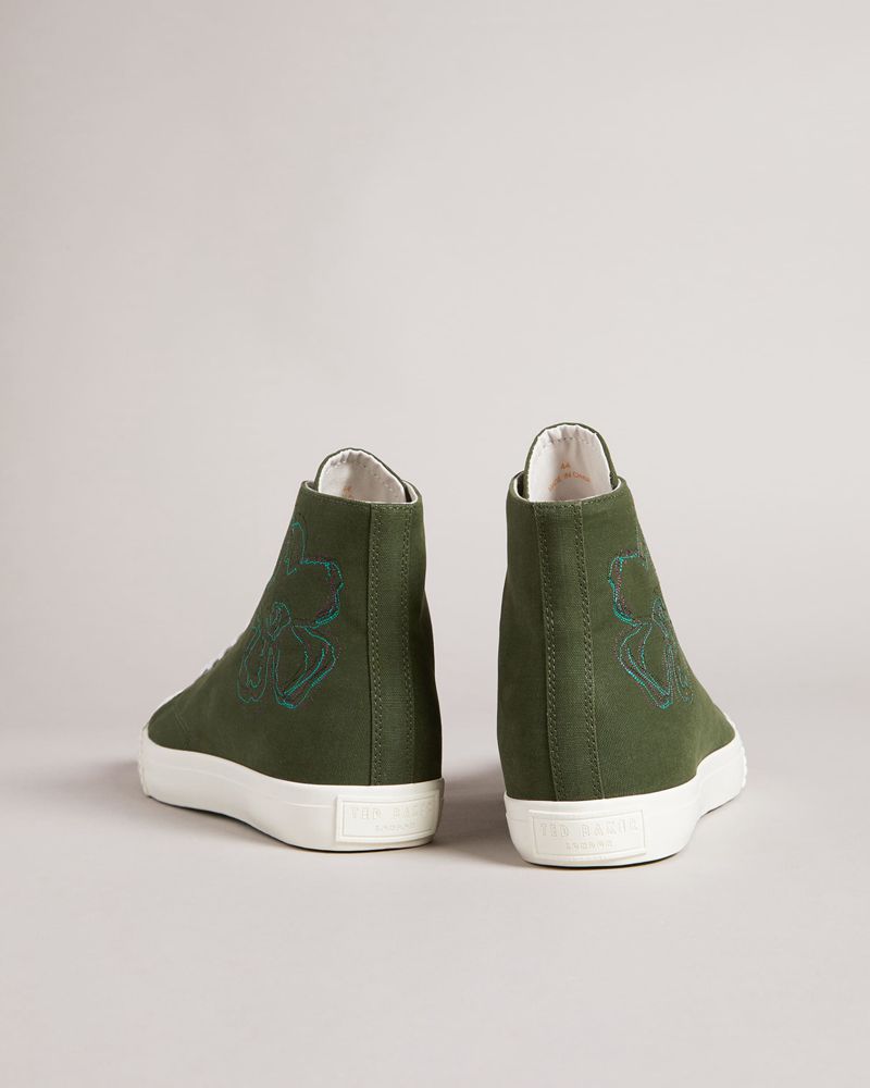 Ted Baker Rannip Magnolia Embroidered Sneakers Herr Khaki | COA-542107