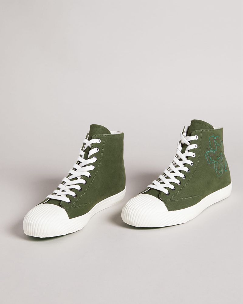 Ted Baker Rannip Magnolia Embroidered Sneakers Herr Khaki | COA-542107