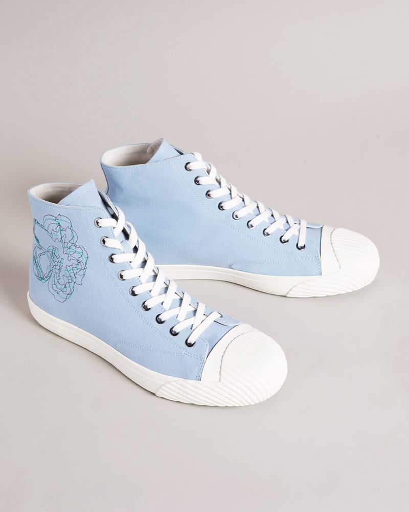 Ted Baker Rannip Magnolia Embroidered Sneakers Herr Blå | EWA-314082