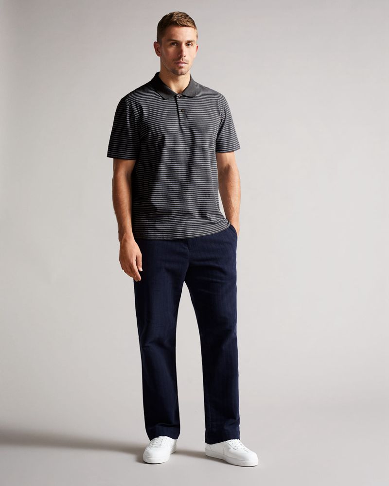 Ted Baker Ravens Ss Striped Pique Polo Blast Herr Gray | EJZ-263710