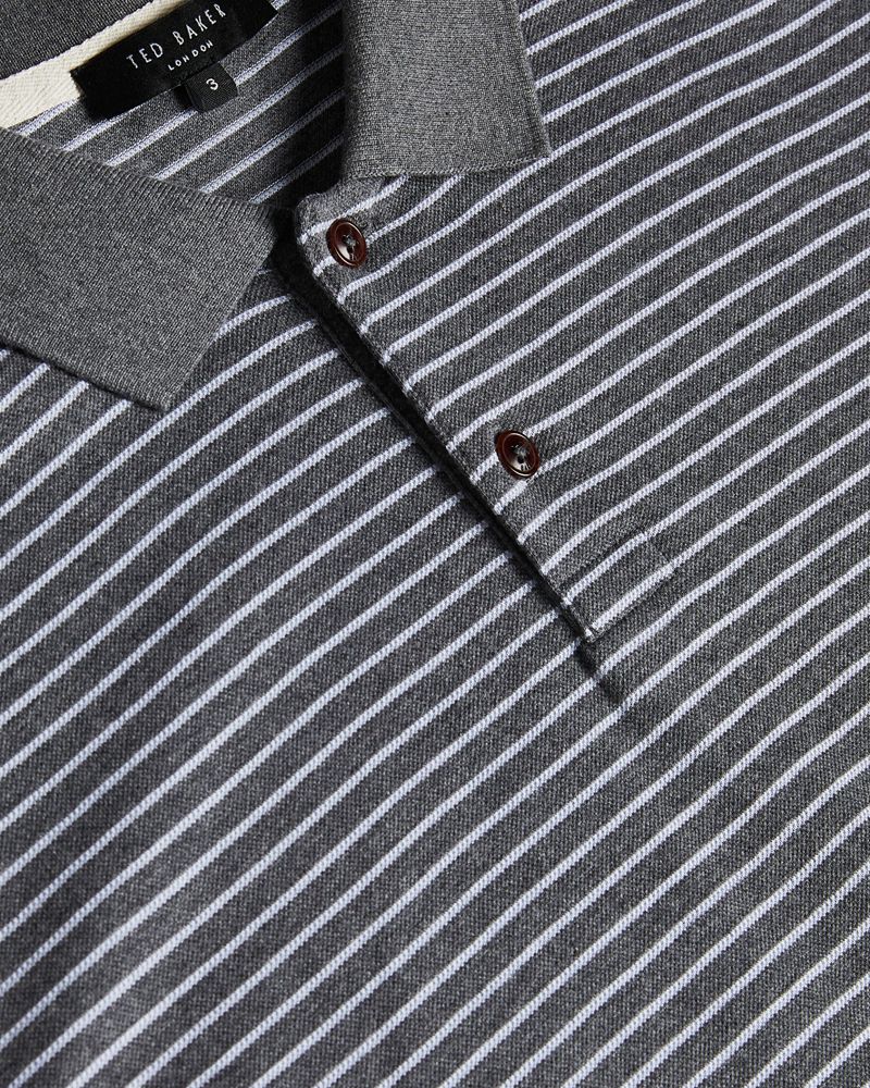 Ted Baker Ravens Ss Striped Pique Polo Blast Herr Gray | EJZ-263710