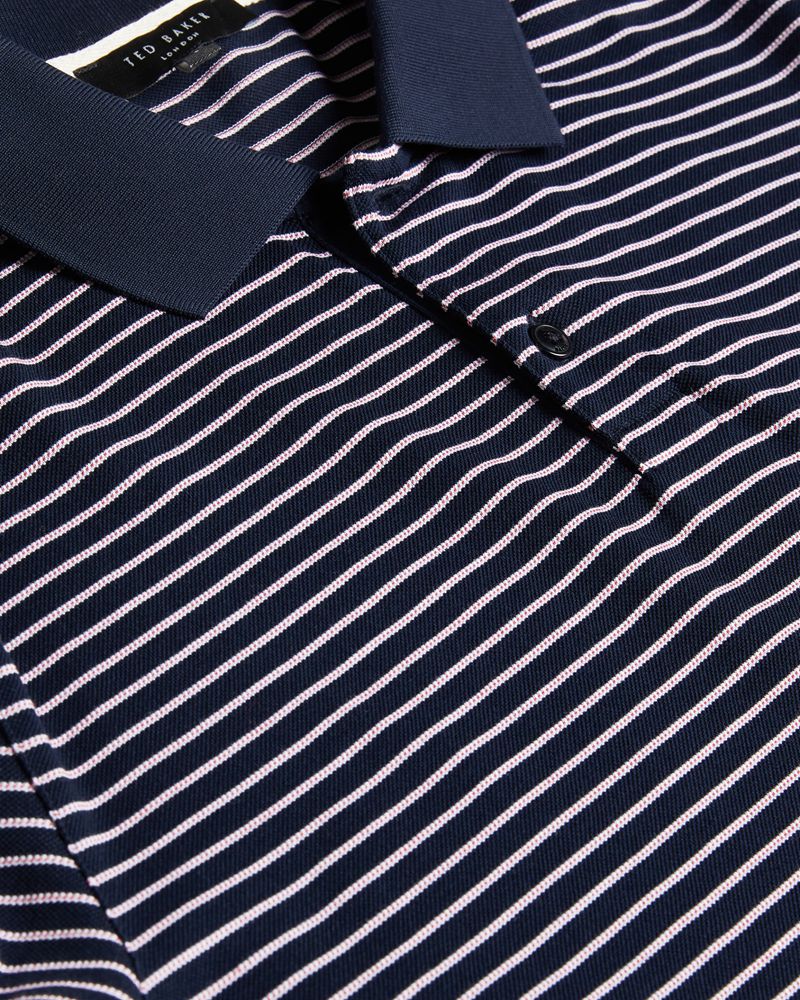 Ted Baker Ravens Ss Striped Pique Polo Blast Herr Marinblå | QHO-451927