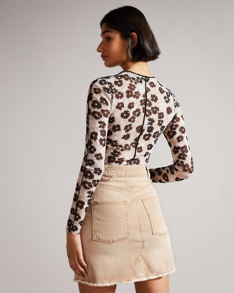 Ted Baker Ravima Raw Hem Denim Mini Kjolar Dam Bruna | RFU-317280