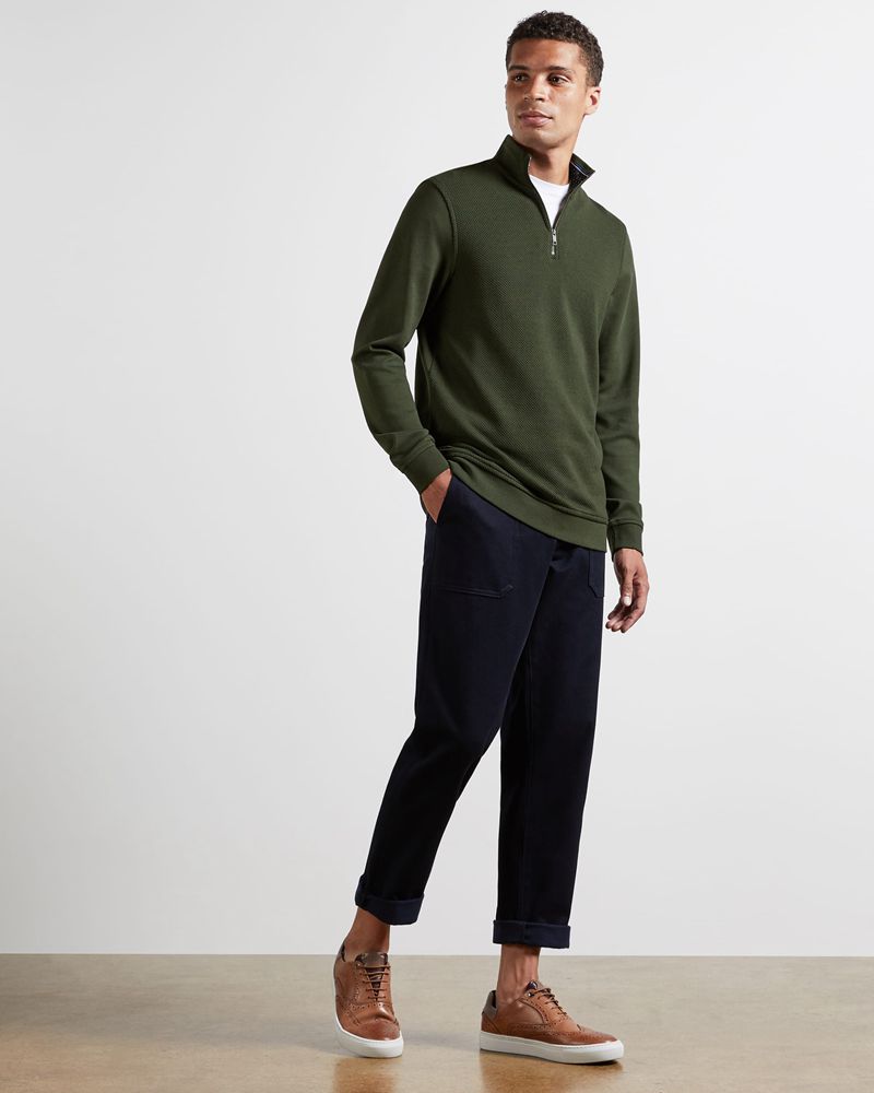 Ted Baker Rebal Ls Funnel Neck Layering Blast Herr Khaki | TFP-428579