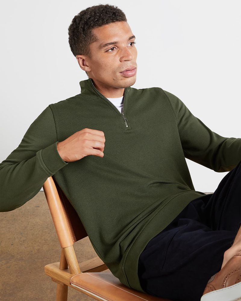 Ted Baker Rebal Ls Funnel Neck Layering Blast Herr Khaki | TFP-428579