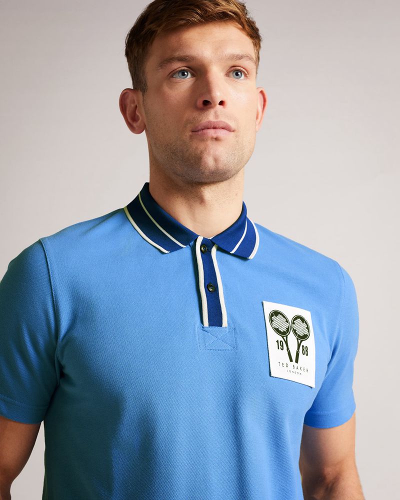Ted Baker Regent Sleeve Pique Polo Blast Herr Blå | MEO-275890