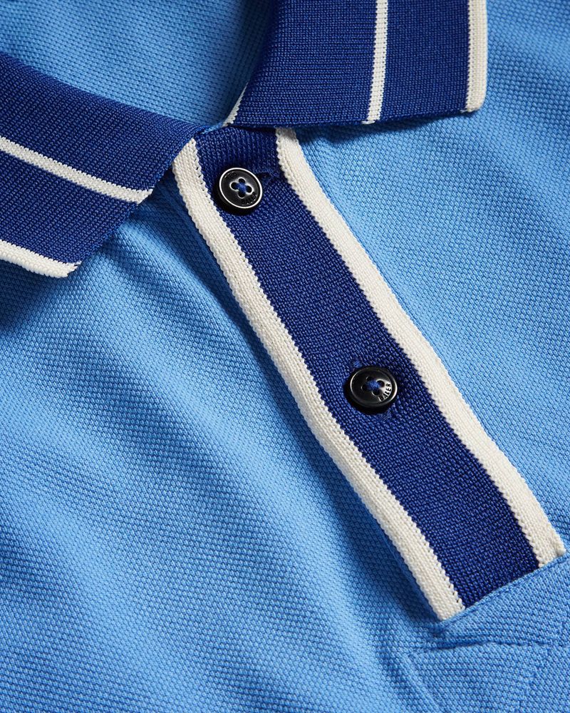 Ted Baker Regent Sleeve Pique Polo Blast Herr Blå | MEO-275890