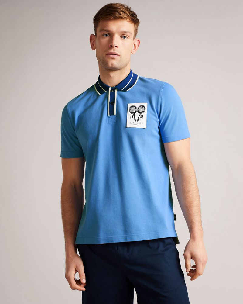 Ted Baker Regent Sleeve Pique Polo Blast Herr Blå | MEO-275890