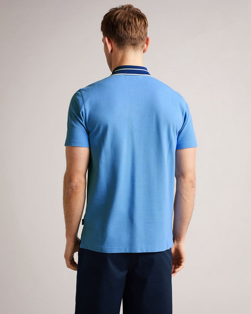 Ted Baker Regent Sleeve Pique Polo Blast Herr Blå | MEO-275890