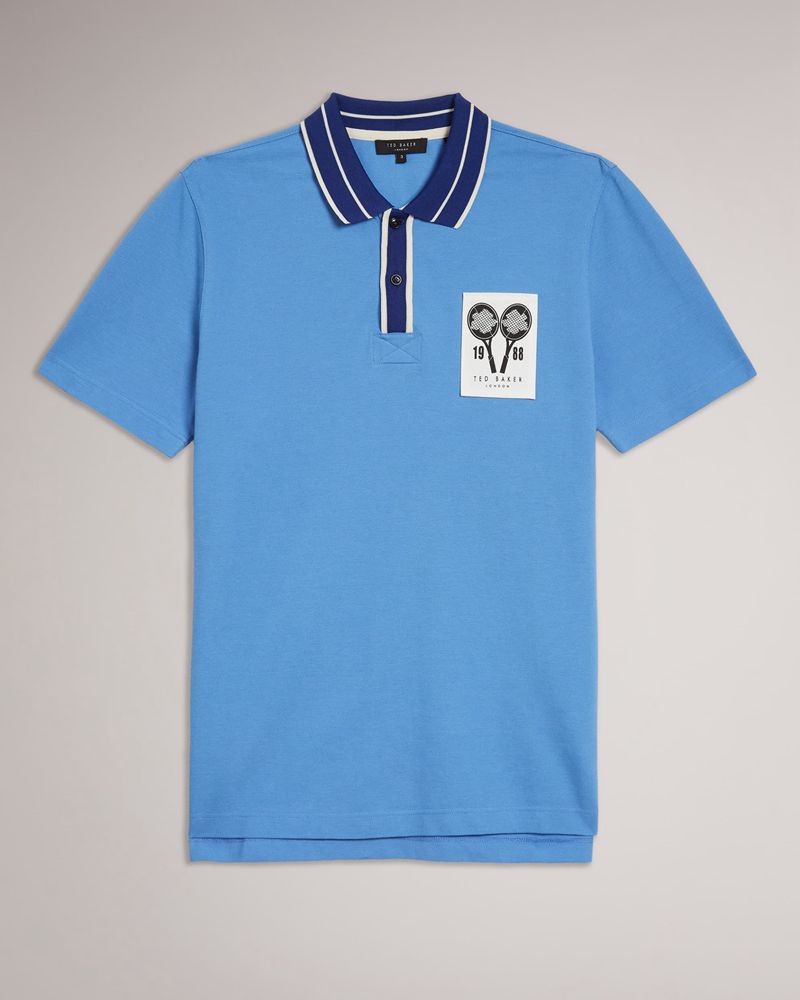 Ted Baker Regent Sleeve Pique Polo Blast Herr Blå | MEO-275890