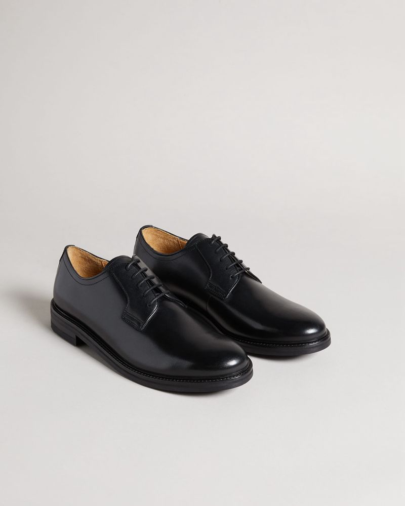 Ted Baker Regie Läder Spets-Up Derbyskor Herr Svarta | QHZ-510432