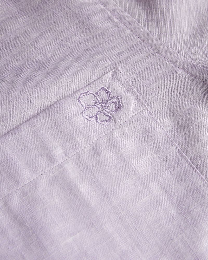 Ted Baker Remark Long Sleeve Linen Skjorta Herr Lila | DHW-475203