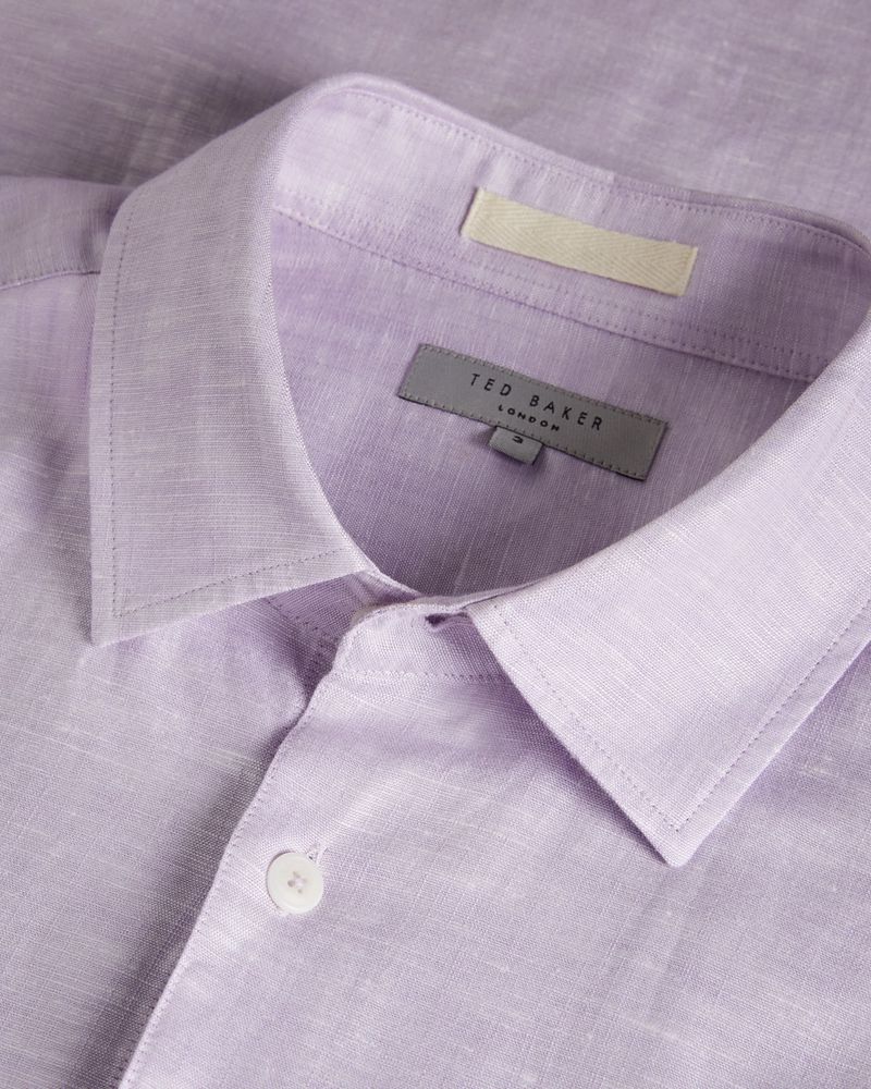 Ted Baker Remark Long Sleeve Linen Skjorta Herr Lila | DHW-475203