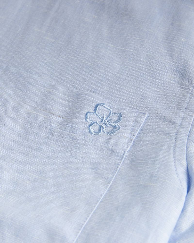 Ted Baker Remark Long Sleeve Linen Skjorta Herr Blå | ZRX-542187