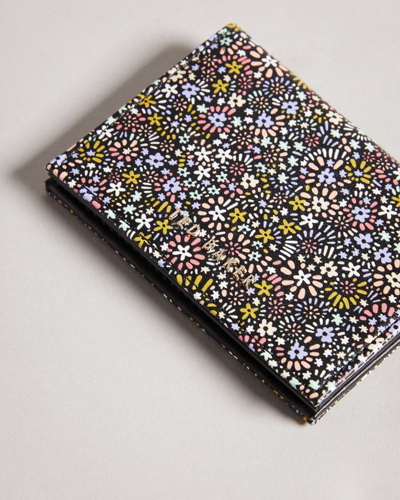 Ted Baker Retana Retro Flood Micro Floral Card Holder Plånbok Dam Svarta | OIR-590861