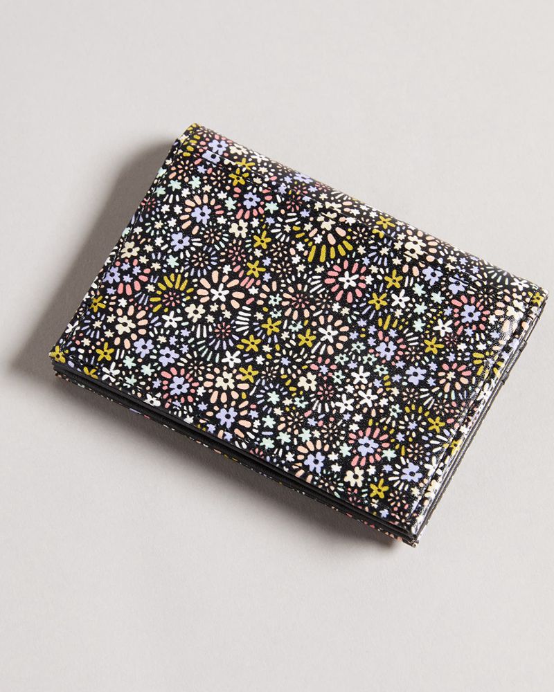 Ted Baker Retana Retro Flood Micro Floral Card Holder Plånbok Dam Svarta | OIR-590861