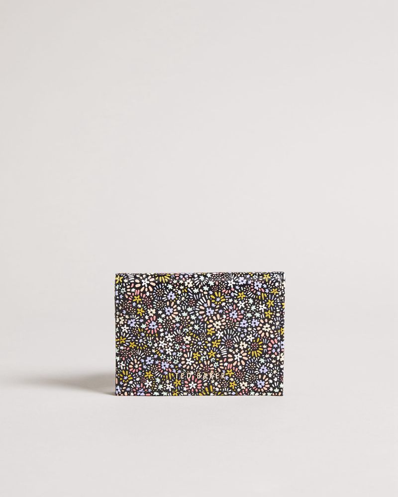Ted Baker Retana Retro Flood Micro Floral Card Holder Plånbok Dam Svarta | OIR-590861