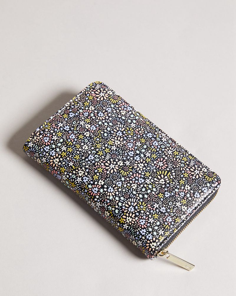 Ted Baker Retra Retro Flood Micro Floral Midi Zip Plånbok Dam Svarta | FKT-017386
