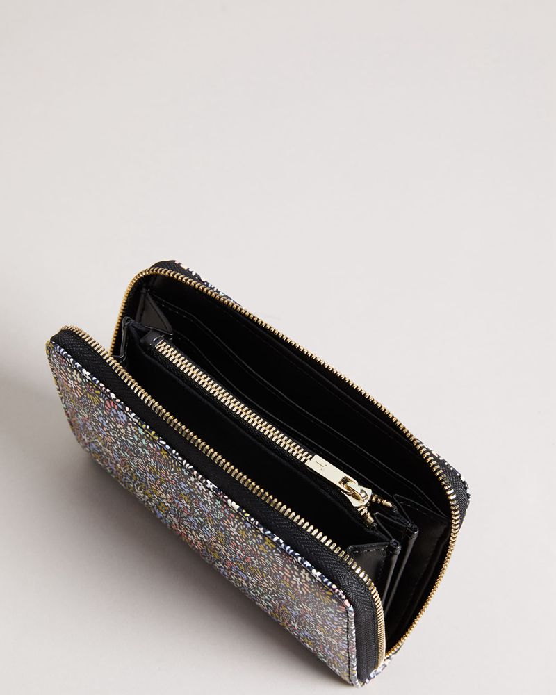 Ted Baker Retra Retro Flood Micro Floral Midi Zip Plånbok Dam Svarta | FKT-017386