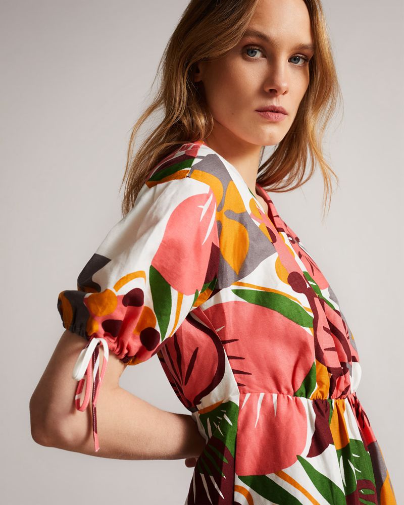 Ted Baker Rhitaa Exaggerated Sleeve Wrap Mini Klänning Dam Vita | OML-421879