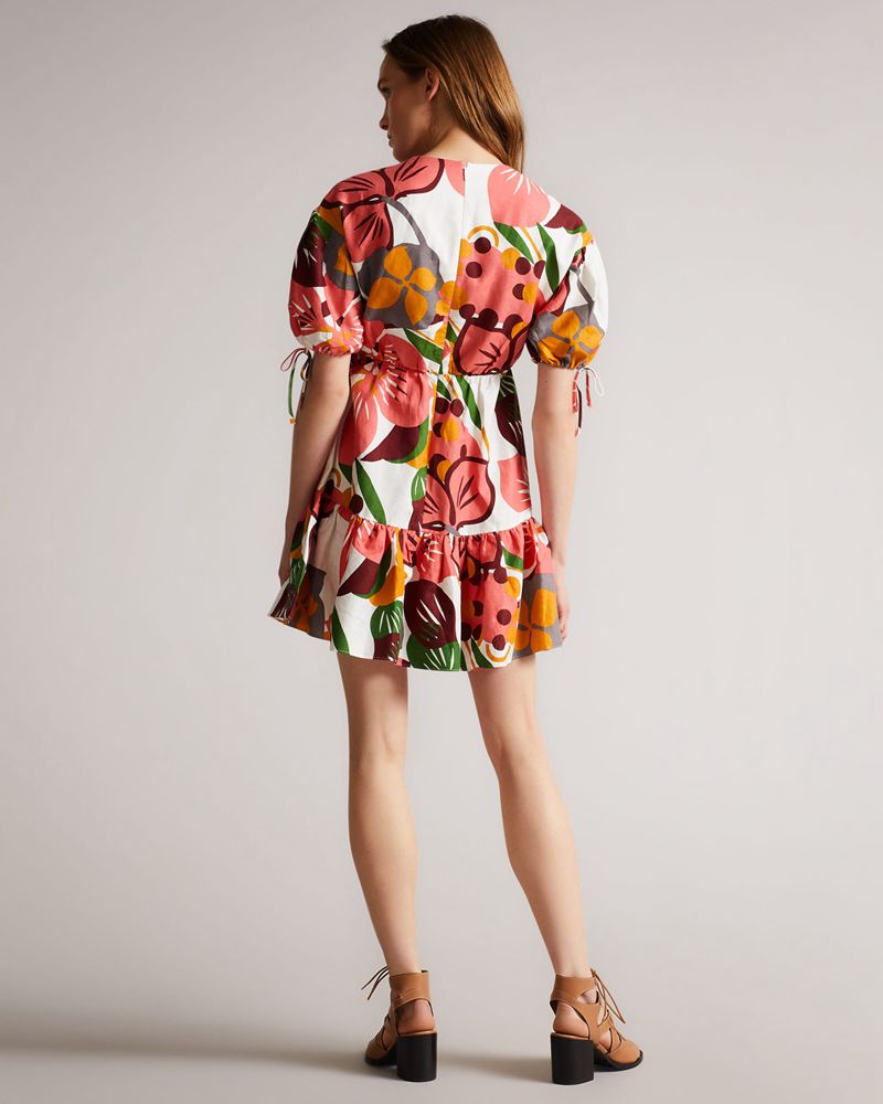 Ted Baker Rhitaa Exaggerated Sleeve Wrap Mini Klänning Dam Vita | OML-421879