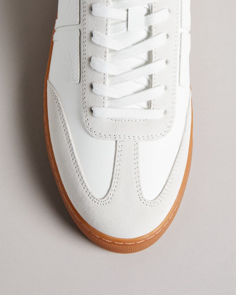 Ted Baker Robbert Retro Mocka Läder Mix Sneakers Herr Vita | CEX-649078