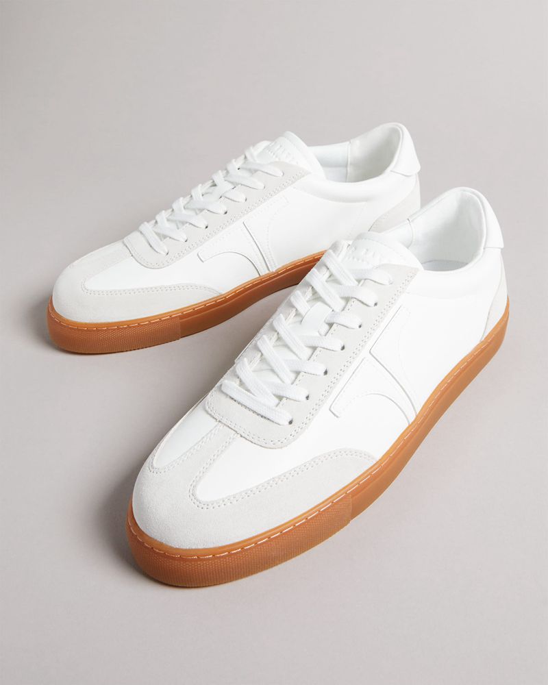 Ted Baker Robbert Retro Mocka Läder Mix Sneakers Herr Vita | CEX-649078
