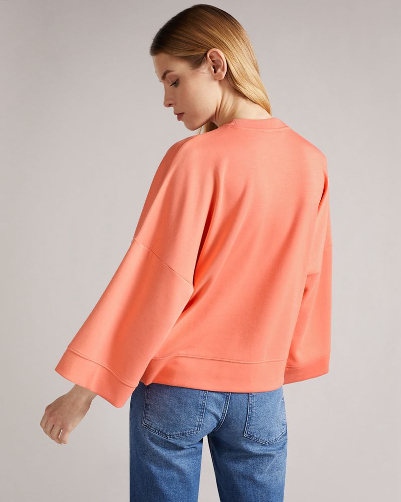 Ted Baker Romana Cropped With 3/4 Sleeve Blast Dam Orange | UDT-589370