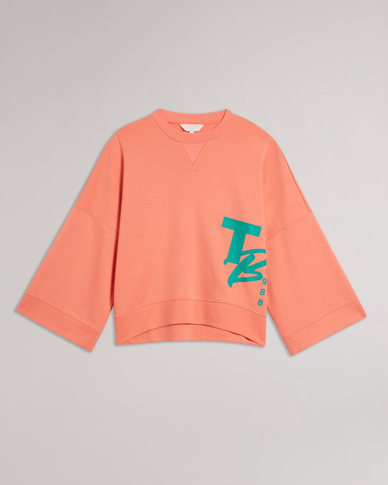 Ted Baker Romana Cropped With 3/4 Sleeve Blast Dam Orange | UDT-589370