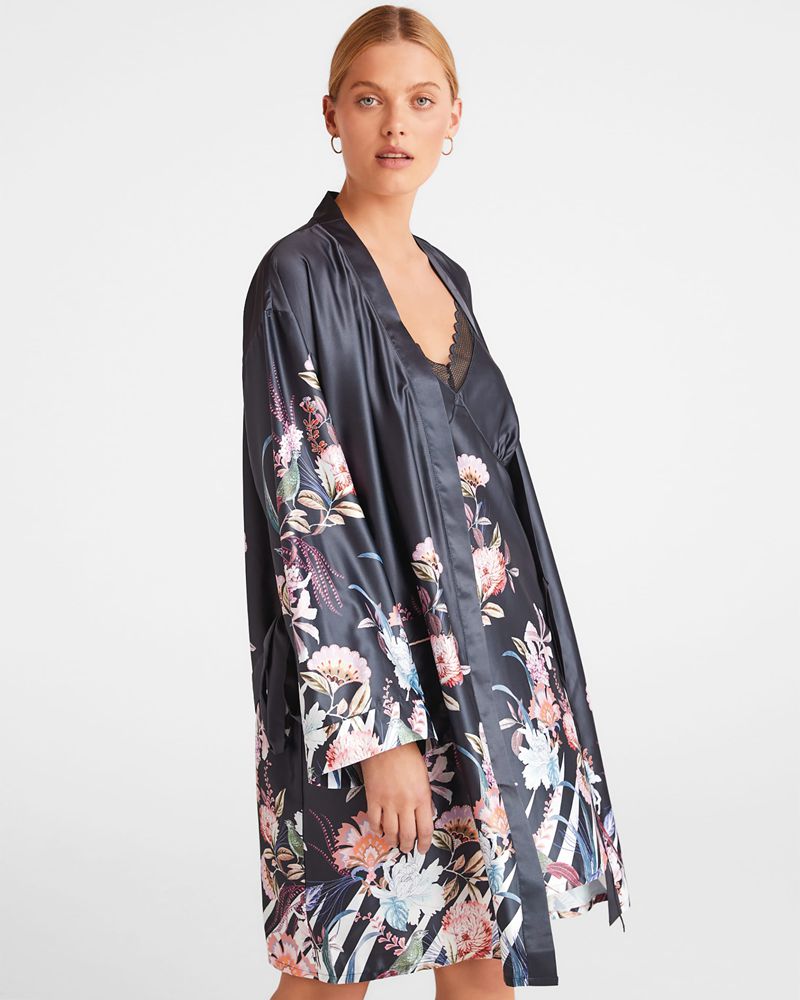 Ted Baker Romsie Printed Satin Robe Nattkläder Dam Olika Färger | KPO-584263