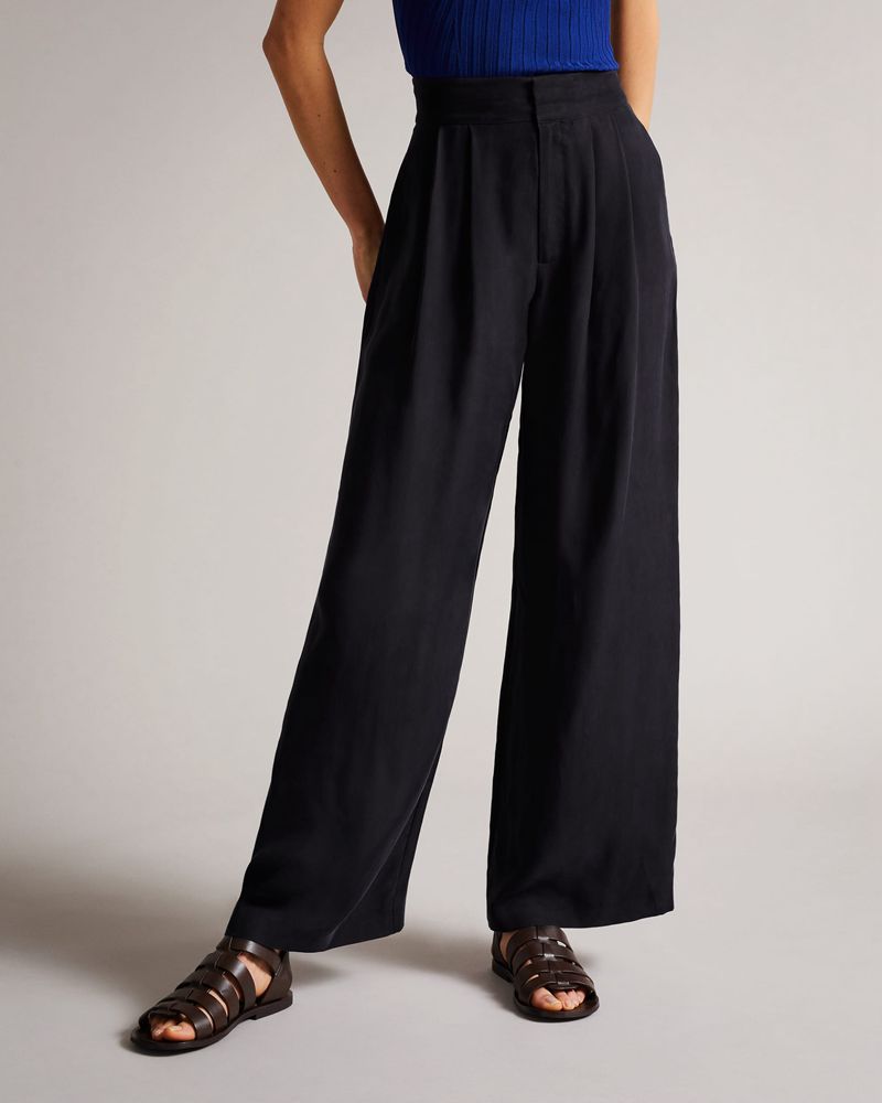 Ted Baker Ronia Pleated Breda Flood Length Byxor Dam Marinblå | BVT-387502