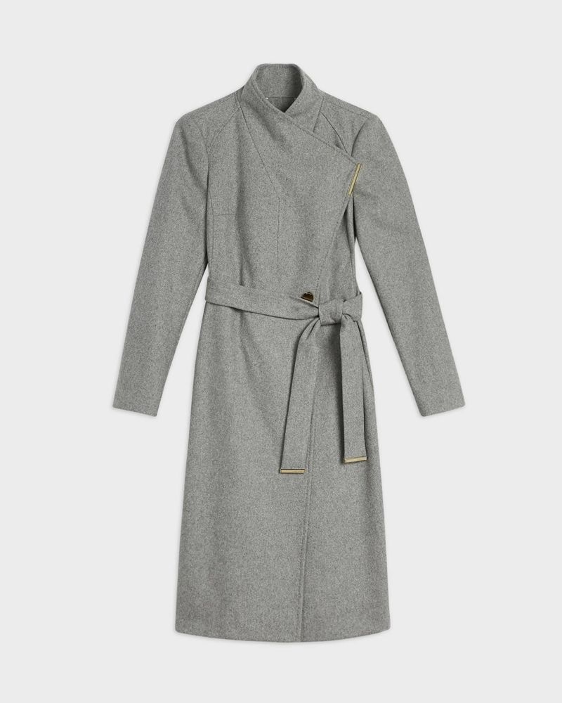 Ted Baker Rose Wool Wrap Rockar Dam Gray | XFK-370129