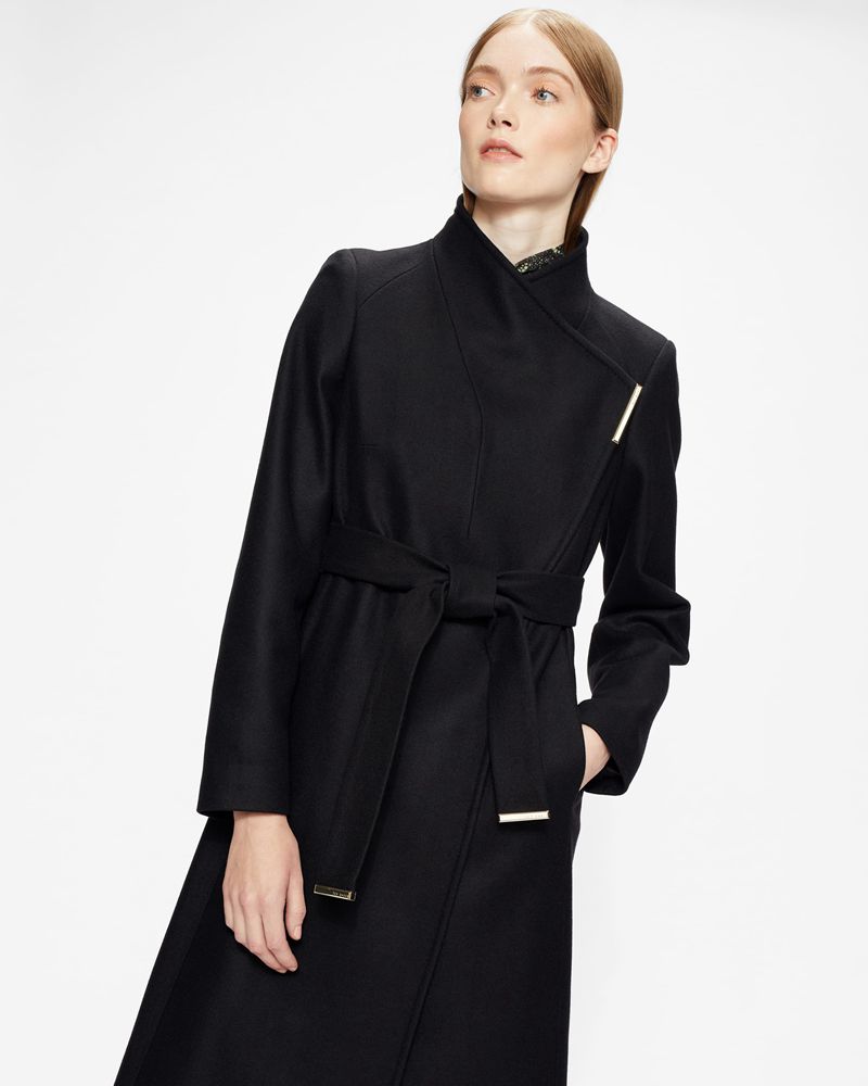 Ted Baker Rosell Long Length Wool Wrap Rockar Dam Svarta | KZH-938401