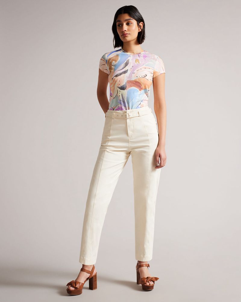 Ted Baker Rosiean Printed Fitted Tee Blast Dam Vita | UTZ-079823