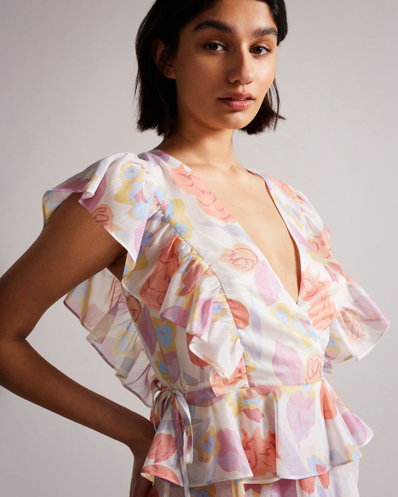 Ted Baker Rowyn Frill Detail With Detail Blast Dam Olika Färger | SUI-023895