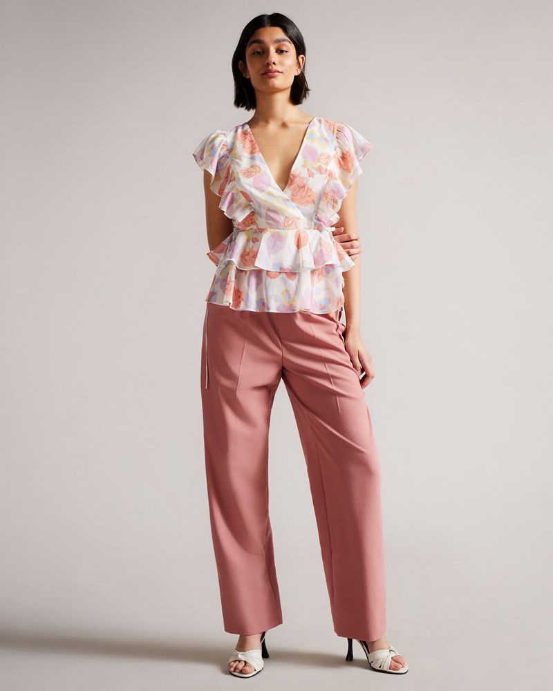 Ted Baker Rowyn Frill Detail With Detail Blast Dam Olika Färger | SUI-023895