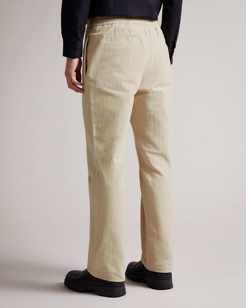 Ted Baker Roydon Leyden Fit Herringbone Trs Byxor Herr Natural | TME-906718