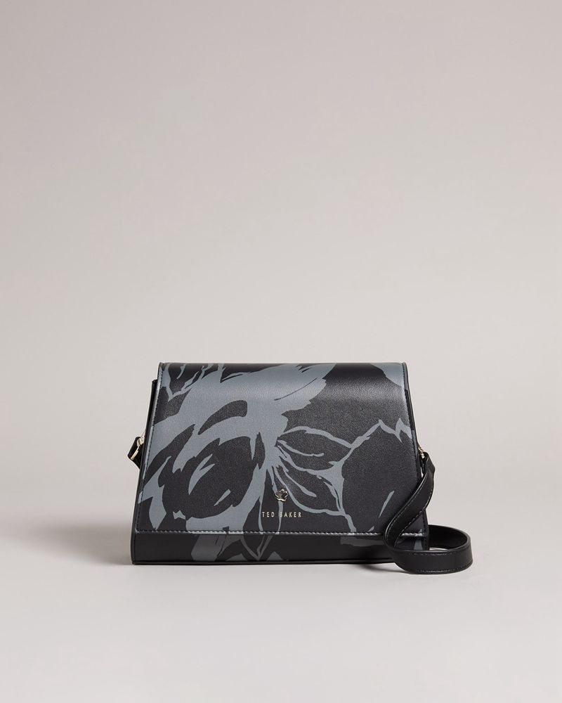 Ted Baker Rozzita Bolt On Floral Non Läder Cross Body Crossbody Väska Dam Svarta | KIE-513792