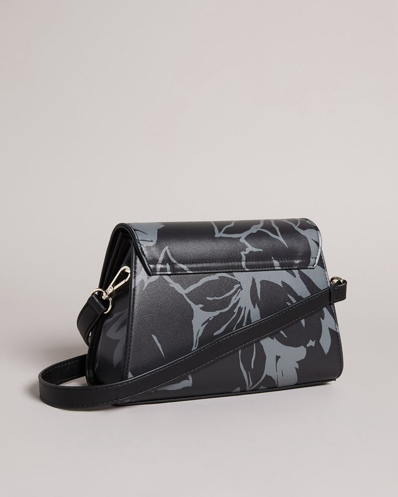 Ted Baker Rozzita Bolt On Floral Non Läder Cross Body Crossbody Väska Dam Svarta | KIE-513792